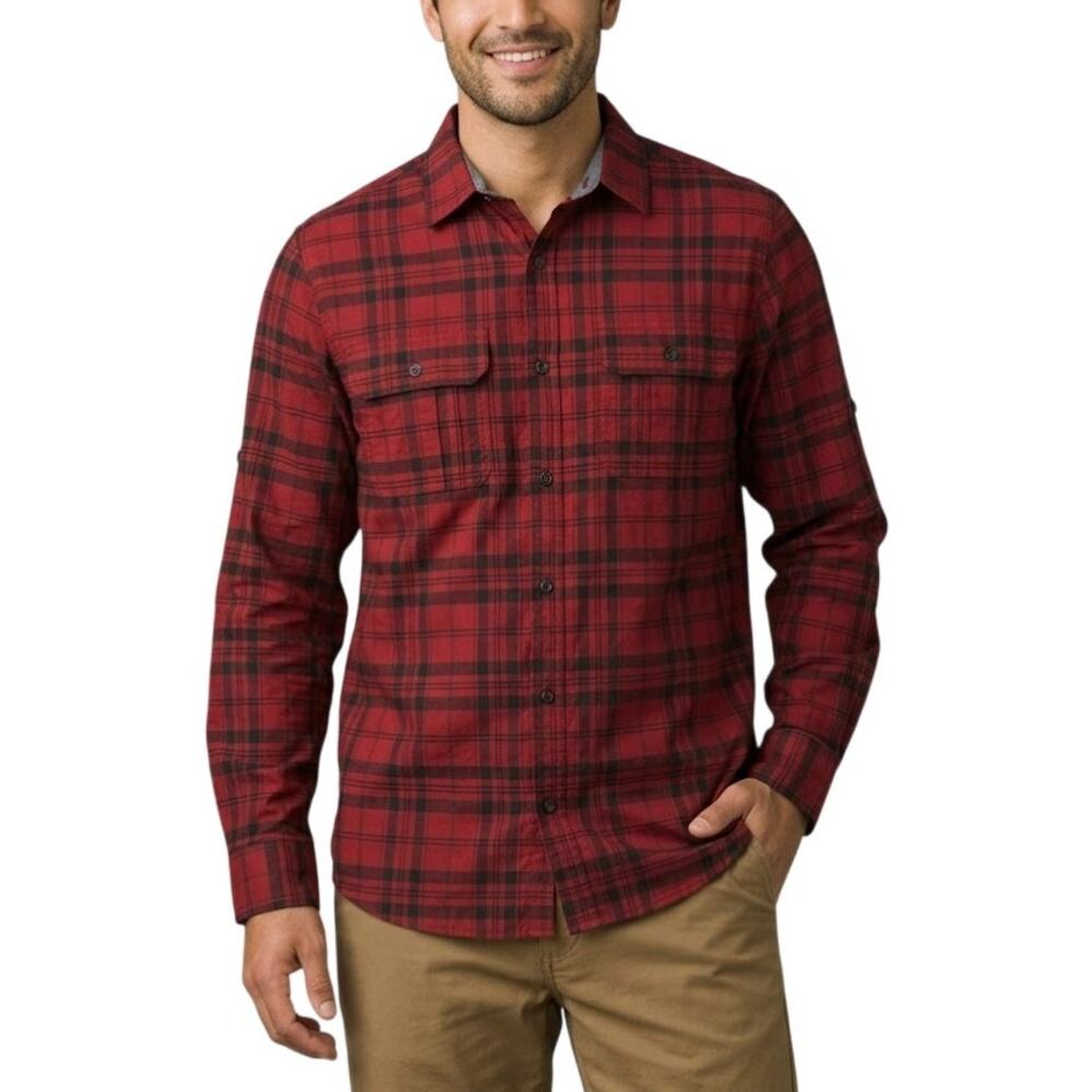 Alesbury Plaid Button Up Shirt Red Black Long Sleeve Cotton Men Medium NWT